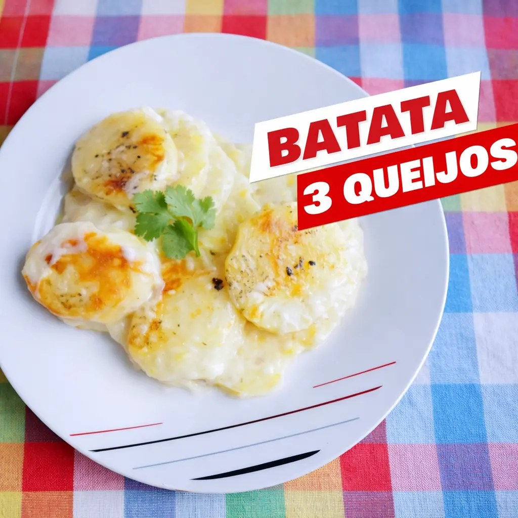 Batata com molho 3 queijos