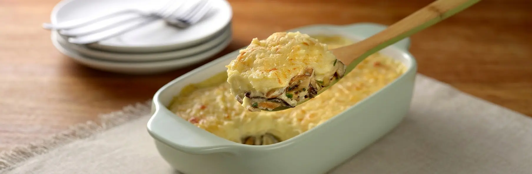 Escondidinho de cogumelo com batata-doce