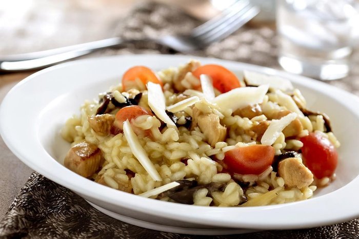 Risoto de frango e funghi