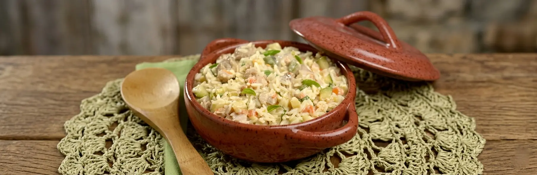 Arroz cremoso de panela de pressão
